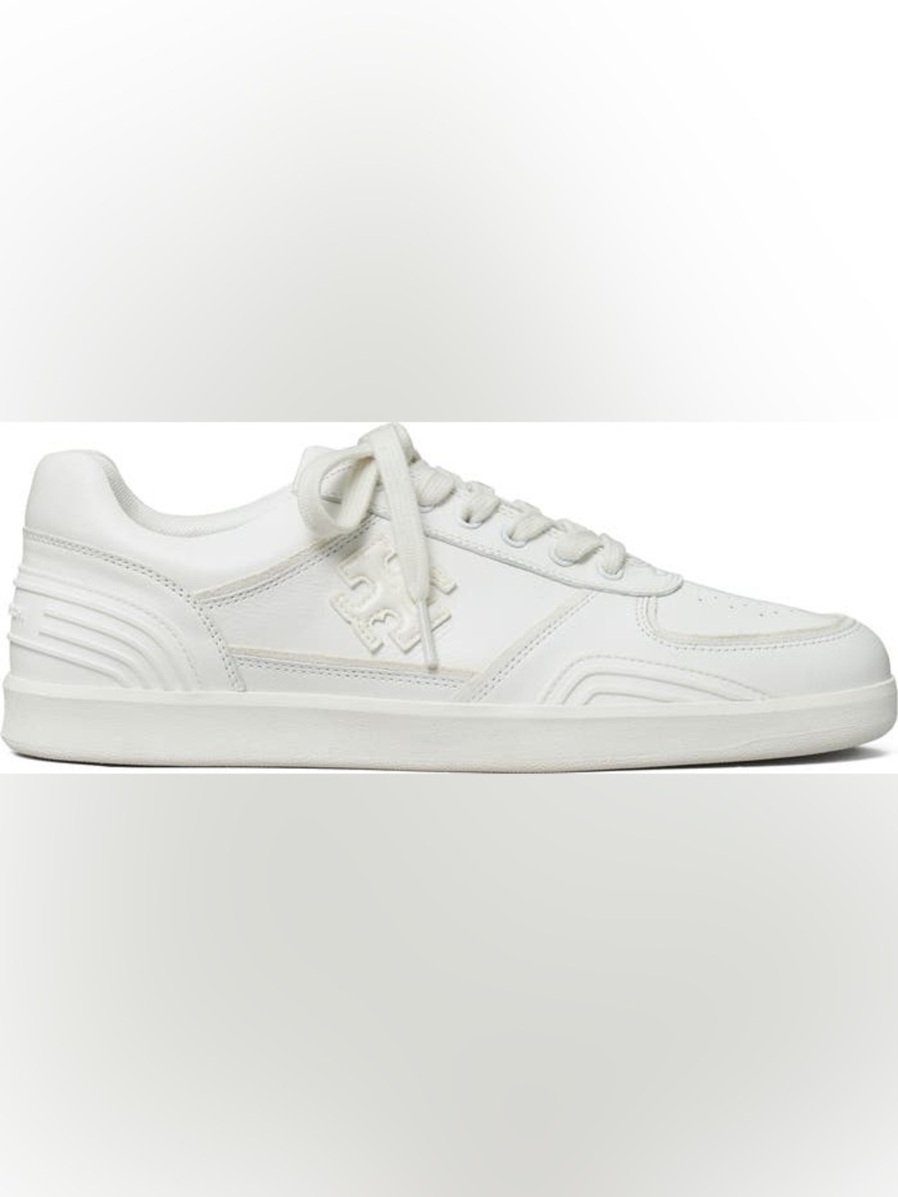 NEW NIB Tory Burch Clover Court Sneaker in Titanium White Size 10 Nappa Leather - Picture 7 of 16